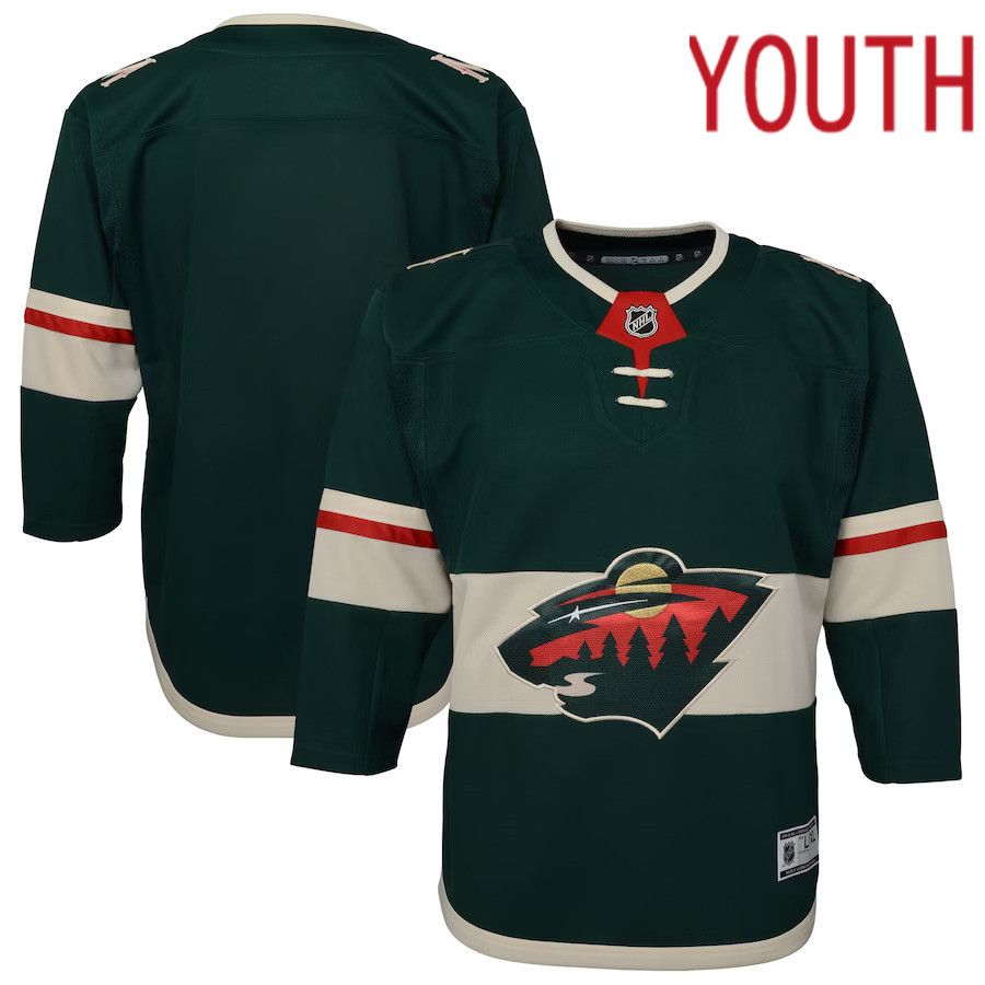 Youth Minnesota Wild Green Home Premier Blank NHL Jersey->customized nhl jersey->Custom Jersey